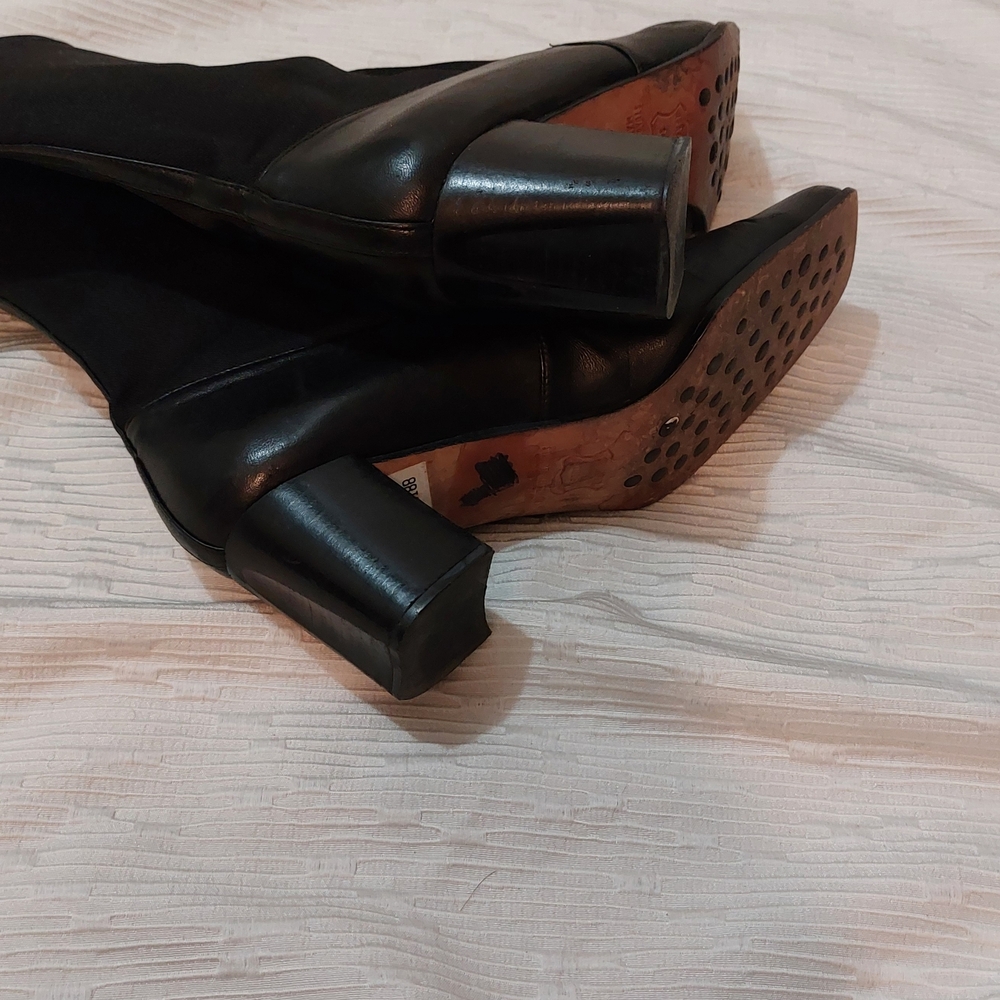 Stuart Weitzman Black Mid-Calf Block Heel Boots - Picture 8 of 15